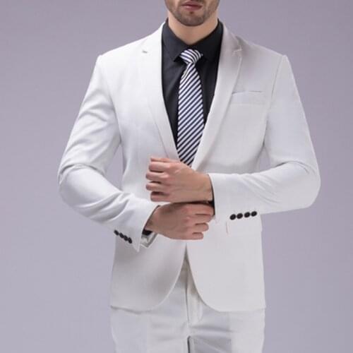 2021 New Fashion Gentleman High Quality Groom White Men Suit For Wedding Beach Party Business Casual Male Clothing (Jacket+Pant)