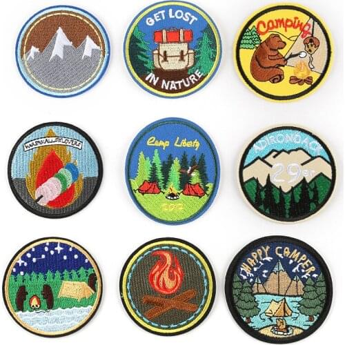 New Round Animal Landscape Embroidery Patch Stickers DIY Clothing Shoes and Hats Decoration Repair Holes Accessories