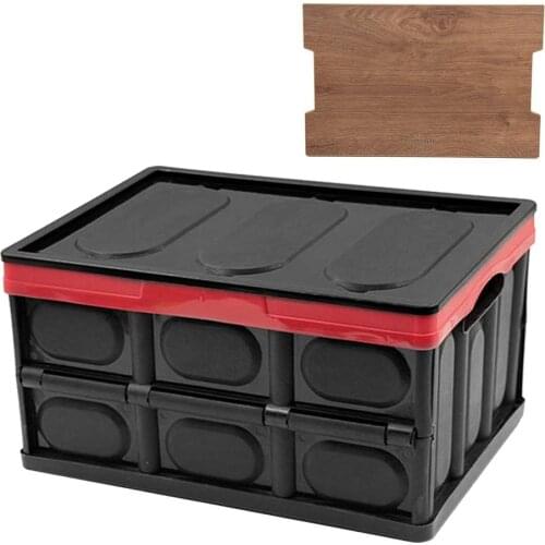 Outdoor Camping Folding Storage Box Plastic Collapsible Storage Box with Lid Folding Crate Organizer 38.5x28.5x22CM