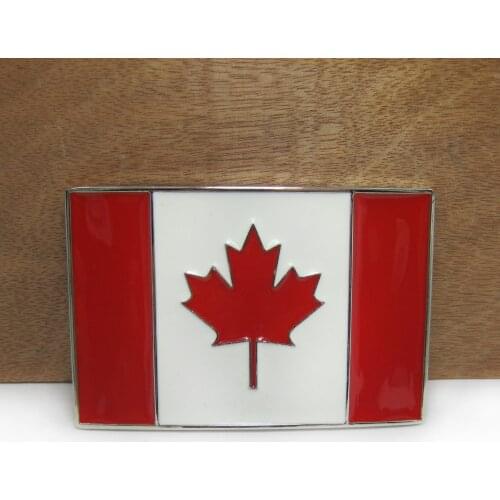 BuckleClub Zinc alloy Canada flag belt buckle cowboy jeans gift belt buckle FP-01551 silver finish 4cm width loop drop shipping