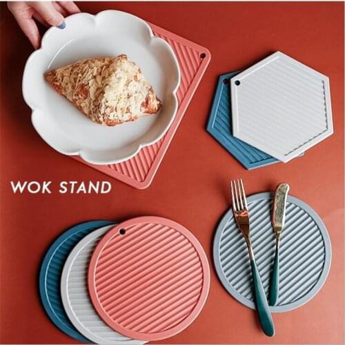 Nordic Geometric Striped Silicone Placemat Non-slip Bowl Pot Holder Insulation Pads Kitchen Table Mats Drink Coffee Cup Coasters