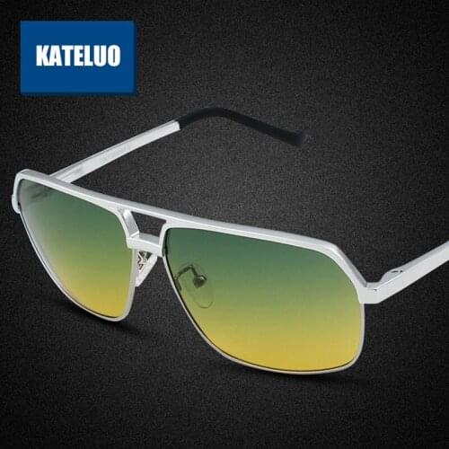 KATELUO 2020 Day Night Vision Goggles Anti-glare Drivers Glasses for Men Square Polarized Gradient Lens Sunglasses 8549