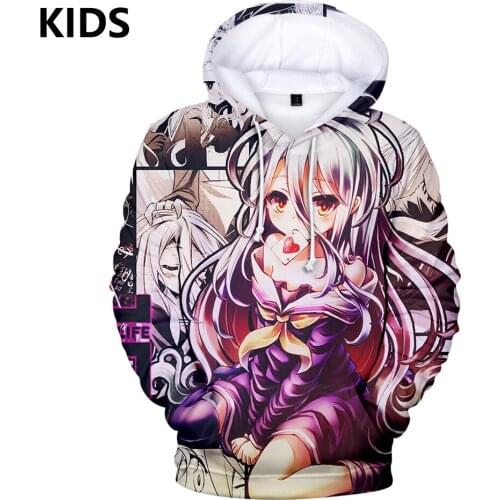 2 to 14 years old Childrens hoodie NO GAME NO LIFE Hoodies Casual Long Sleeve Spring Autumn Womens Tracksuit Anime Clothes