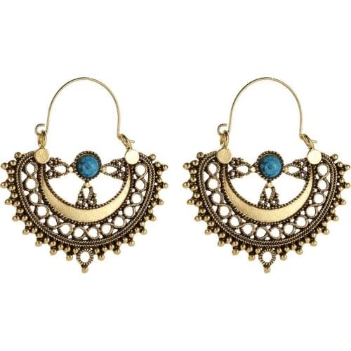 Vintage Hollow Earrings Bohemian Style Round Circle Earrings For Women Gift Folk-custom Earrings Fashion Jewelry E3094