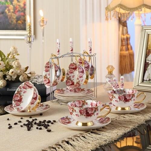Top-grade Bone China Ceramic Coffee cups Set British Porcelain Tea Set Ceramic Pot Sugar Bowl Teatime Teapot Afternoon tea party
