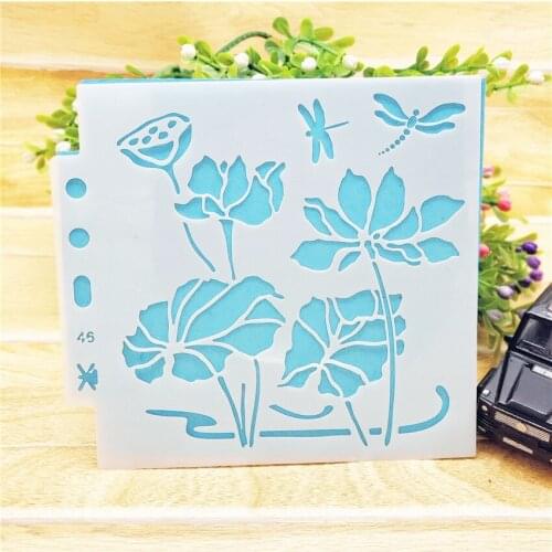 13*14CM lotus shield DIY cake scrapbook stencils hollow Embellishments printing lace ruler Valentines Day Cover template