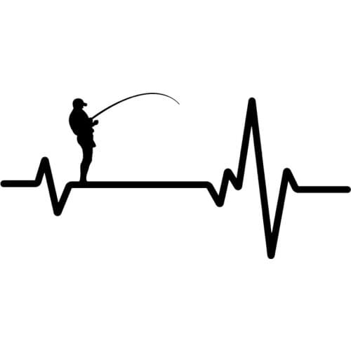 16.5CM*7.8CM Car Sticker Fishing Deep Sea Man Heartbeat Vinyl Black/Silver C22-1201