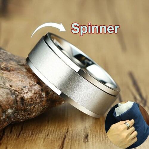 6/8mm Spinner Ring for Men Stress Release Accessory Classic Stainless Steel Wedding Band Casual Sport Jewelry