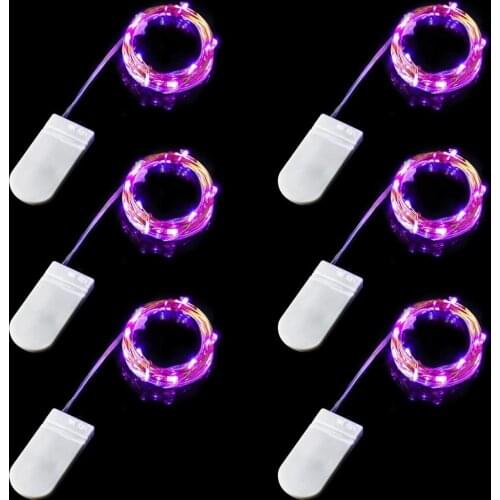 6Pack Fairy Lights Garland Battery Power Silver Wire Waterproof Twinkle String Light Decor For Outdoor Bedroom Xmas Party Pink