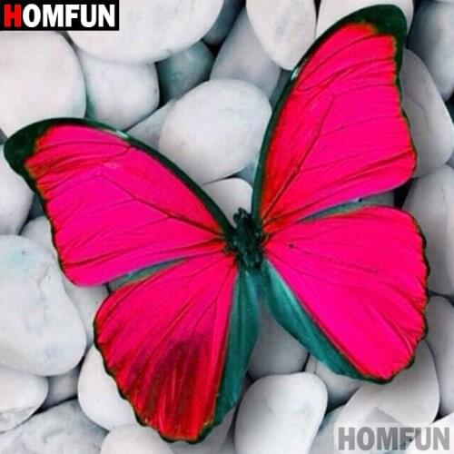 HOMFUN 5D DIY Diamond Painting Full Square/Round Drill "Butterfly stone" 3D Embroidery Cross Stitch gift Home Decor A02404