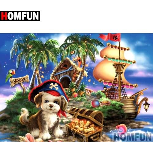 HOMFUN Full Square/Round Drill 5D DIY Diamond Painting "Cartoon dog" Embroidery Cross Stitch 5D Home Decor A07877