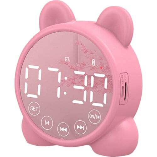 Kids Alarm Clock Bluetooth Speaker Bedside Alarm Clock,Mirror Digital Wake-Up Timer,Kids Sleep Trainer