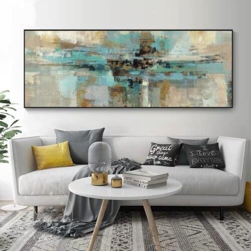 Large Size Modern Turquoise Color Abstract Canvas Painting On the Wall Art Posters And Prints Graffiti Art Pictures For Bed Room