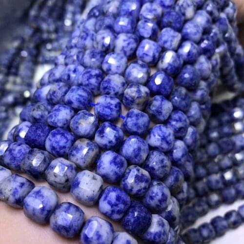 Loose beads BLUE SODALITE square faceted shape 9mm DIY jewelry nature 14inch
