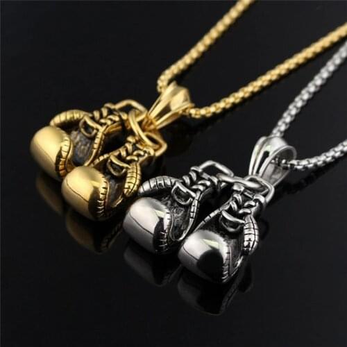 Fashion Mini Boxing Glove Necklace Alloy Jewelry Cool Charm Pendant Mens Neck Chain Choker Fashion Necklaces S404