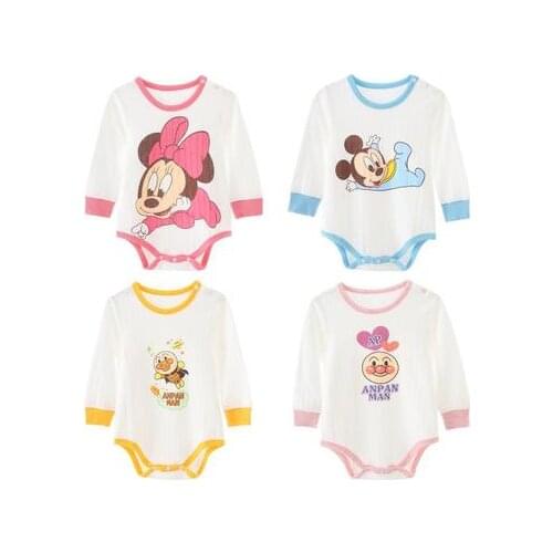 Disney Mickey Minnie Anpanman 4color Anime Rompers Casual Cartoon Long Sleeve Toddler Children Baby Clothes Girl Boy Gifts