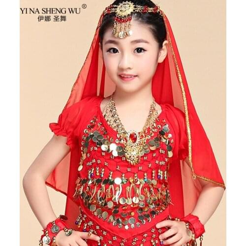 Kids Belly Dance Head Chain+Belly Dance Head Veil Head Chain Belly Dance Costumes Accessories Girl Belly Dance Headwear 2pcs Set