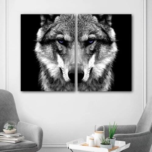 Canvas Painting Wall Art Picture Wild Animal Wolf Head Poster Style Black White Print Room Decoration Home Wall Art Picture