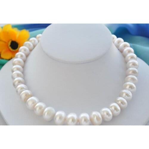 Beautiful 12-15mm white rondelle Freshwater pearl necklace 18" 36"