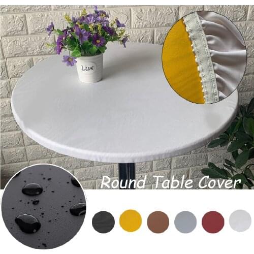 Simple Round Elastic Waterproof Table Cover Outdoor Oil-proof Dining Tablecloth Catering Fitted Table Cloth with Elastic Edged