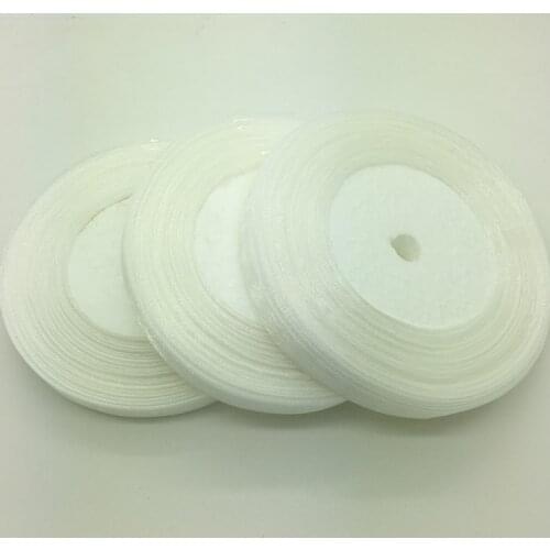 50Yards/roll 3/8" 10mm White Organza Ribbon Bow Hair Wedding Christmas Decoration Lace Crafts