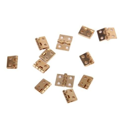 CLOS 12pcs 1/12 Dollhouse Miniature Furniture Cabinet Closet Mini Hinges - Golden