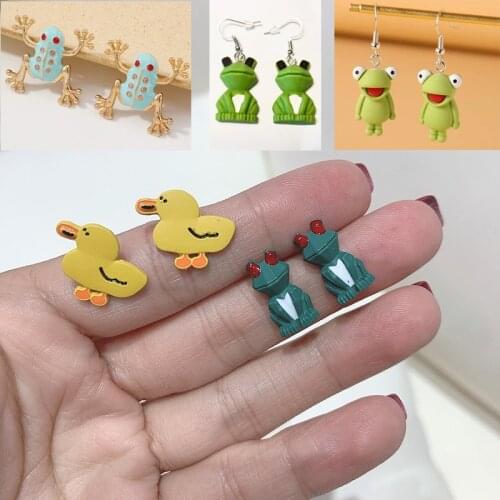 Trendy Metal Animal Stud Earrings Womens Vintage Ugly To Be Content Frog Duck Alloy Stud Earrings Jewelry for Girls
