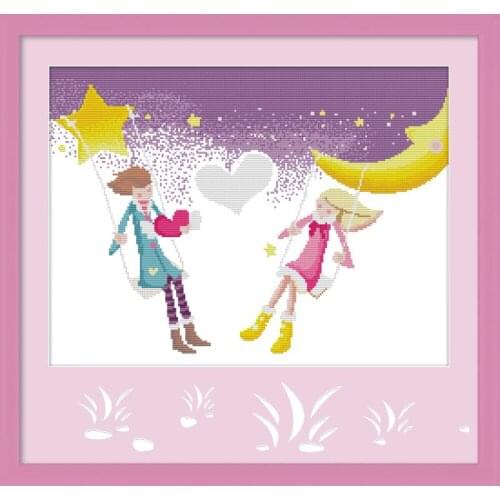 Joy Sunday Twinkling Stars Cross Stitch Kits Needle Crafts 11&14CT Cartoon Pattern Cross Stitch Needlework Set Gift Home Decor