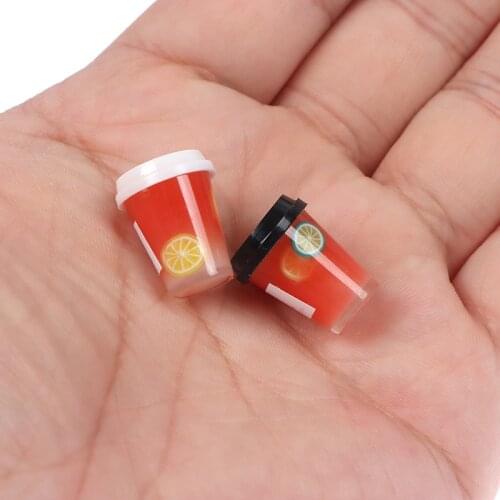 New 2pcs/set Mini Cute Fruit Tea Model Drinks Doll Food Toy Accessories For 1/12 Dollhouse Decoration Kids Toys