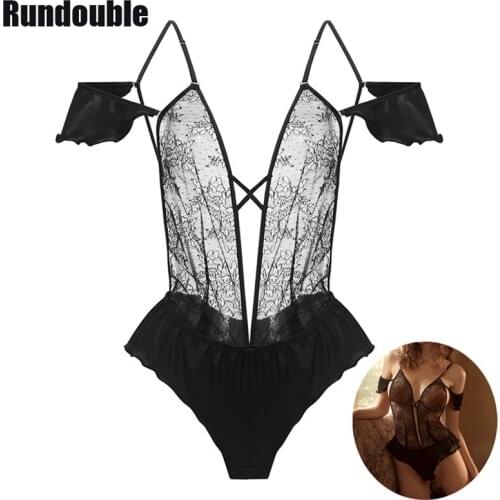 New Teddies Bodysuits Hot Erotic Women Lingerie Sexy Split Backless Lingeria Elastic Mesh Lace Porn Underwear Nightwear Costumes