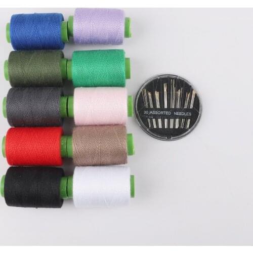 New Portable Polyester Sewing Threads and Needles Sewing Kits Thread Accessories Tools (10pcs Threads + 30pcs Needle)