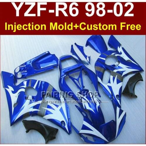 FG7F Perfect blue custom fairing for YAMAHA YZF R6 98-02 YZF R6 fairing kit 1998 1999 2000 2001 2002 fairing parts GY7G