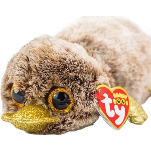 New 6" 15cm Ty Big Eyes Stuffed Beanie Plush Animal Soft Perry Platypus Brown Doll Collection Boy Girl Christmas Birthday Gift