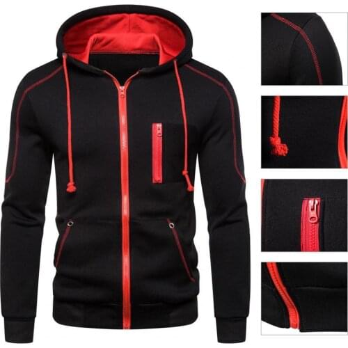 Casual Fabulous Zipper Fly Autumn Hoodie Thick Men Coat Pockets for Work