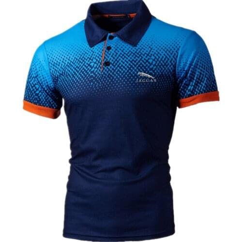 Jaguar 2021new mens shirt slim fit jogging fitness quick-drying mens street art short-sleeve shirt mens printed clothing A+09