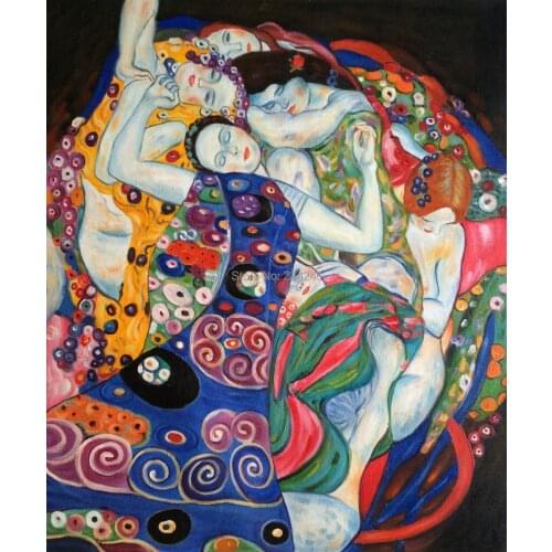 Hand Painted Abstract Oil Painting on Canvas The Virgin by Gustav Klimt Painting Reproductions for Bedroom Home Decor Art