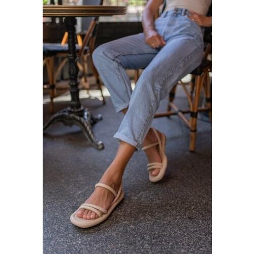 New Season Women Leather Sandals Flat Comfortable Rope Women Beach Shoes Female Casual Platform Sandals for Girls Made in Turkey