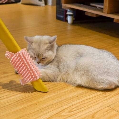 2Pcs Cat Self Groomer Brush Massage Combs Wall Corner Groomers Soft Grooming Toy for Short Long Fur Pet Cats Kitten Puppy