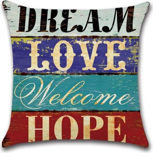 Mediterranean Punk Letters Printed Faux Linen Cushion Cover for Living Room Home Kitchen Chair Decorative Pillows Case 45*45cm