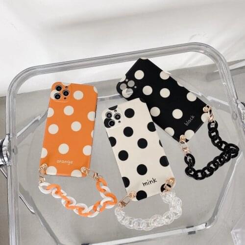 Vintage Dots W/Charm Lens Protector Phone Case For iPhone12Pro 11 XSMAX 78PLUS SE2020 IMD Cover XR Skinny Shell Body Protection