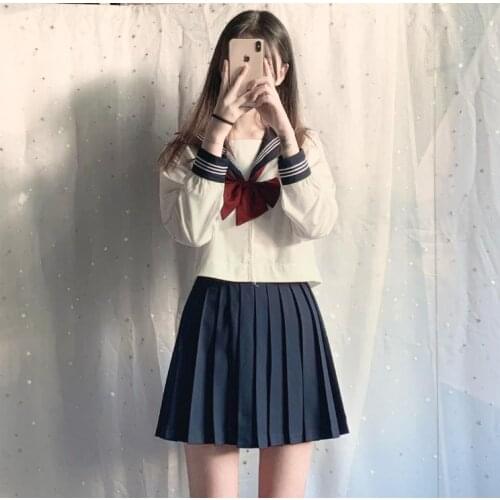 Japanese JK Uniforms School Dresses For Girls Navy Blue Sailor Suit Jacket Middle School Uniforms Suits