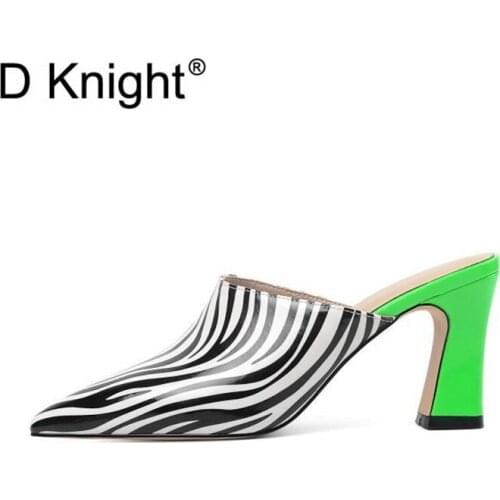 2020 Summer Fashion Leopard Women Pointed Toe Slipper Zebra Print High Heels Outsides Lady Slides Luxury Brand Beach Mules Shoes