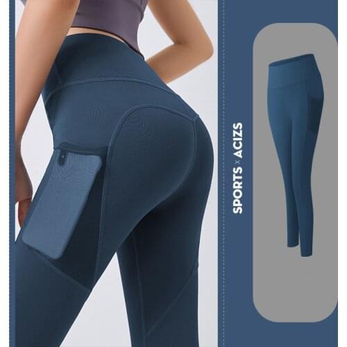 Ladies Pocket Tight Yoga Pants Leggings Womens Sports Tights Running Leggings Womens Fitness Pants High Waist Sports Pants