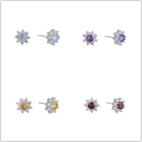 Ear Studs 925 Sterling Silver New Woman Fashion Jewelry High Quality Natural Amethyst Topaz Olivine Garnet Hot Selling Earrings