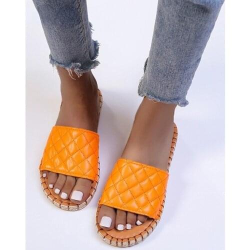 2021 Summer Womens Black White Orange Slides Women Outdoor Beach Casual Flat Ladies Open Toe Platform Sandals Zapatos De Mujer