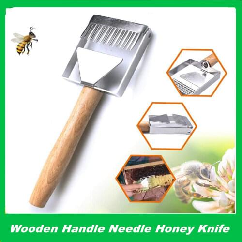 1 pcs Wooden Handle Needle Honey Knife Sparse Shovel Cutter Honey Scraper Bee Shovel Comb Uncapping Fork Beekeeping Tools