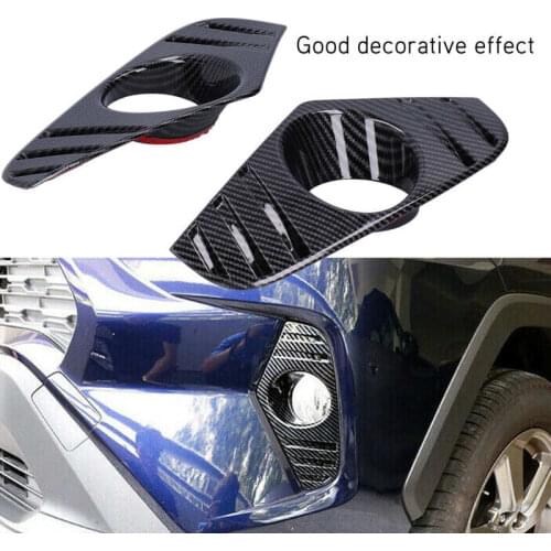 2Pcs Front Fog Light Lamp Covers Decorative Trims Carbon Fiber Style Fit for Toyota RAV4 2019 2020 2021 Car Accessories