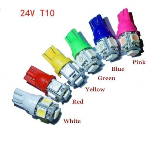 20Pcs T10 W5W 5050 5SMD 168 194 192 DC 24V License Plate Led Bulbs For Car Interior Lights Reading Light Trunk Light Bulb