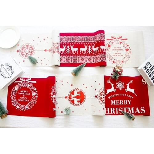 28*270 Fabric polyester cotton Christmas tree table flag with with tassel tablecloth Hotel home party Decor