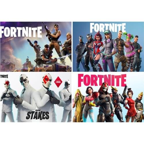 4pcs/set Fortnite Character Poster Wall Game Peripheral Decoration Pictorial Anime Landscape Mural Second Element Birthday Gift
